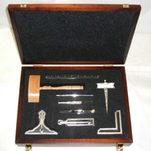 Craft working tools in wooden box