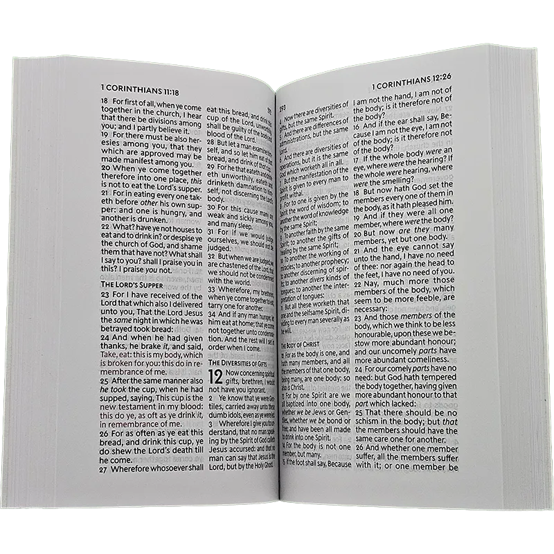King James V Pocket Bible with Purple Soft Cover opened to show pages
